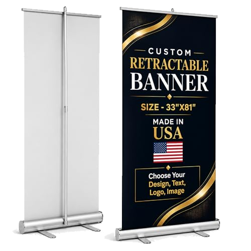 BCB Print Custom Retractable Banner 33x81 | Personalized Pull Up Banner